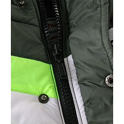 Babyhug Woven Full Sleeves Hooded Jacket Striped - Green