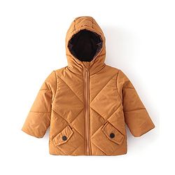 Babyhug Full Sleeves Reversible Solid Colour Hooded Jacket - Mustard & Wine