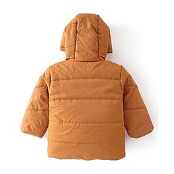 Babyhug Full Sleeves Reversible Solid Colour Hooded Jacket - Mustard & Wine
