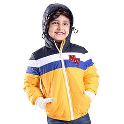 Babyhug Full Sleeves Hooded Quilted Jacket - Yellow