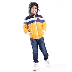 Babyhug Full Sleeves Hooded Quilted Jacket - Yellow