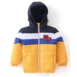 Babyhug Full Sleeves Hooded Quilted Jacket - Yellow