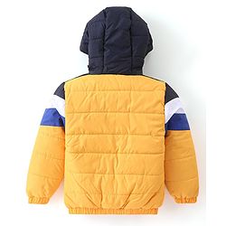 Babyhug Full Sleeves Hooded Quilted Jacket - Yellow