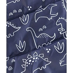 Babyhug Woven Full Sleeves Dino Print  Hooded Reversible Jacket - Multicolour
