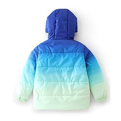 Babyhug Woven Full Sleeves Hooded Jacket - Blue & White