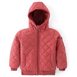 Babyhug Full Sleeves Hooded Quilted Jacket - Rust Red
