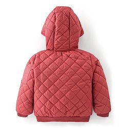 Babyhug Full Sleeves Hooded Quilted Jacket - Rust Red
