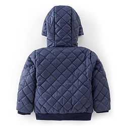 Babyhug Full Sleeves Hooded Quilted Jacket - Navy Blue