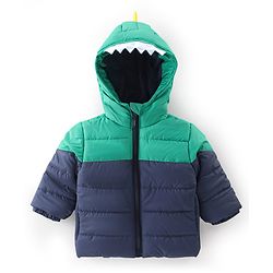 Babyhug Full Sleeves Hooded Quilted Jacket - Blue