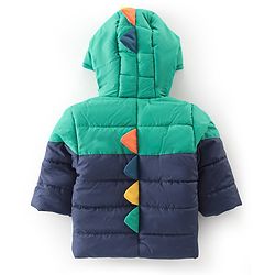 Babyhug Full Sleeves Hooded Quilted Jacket - Blue