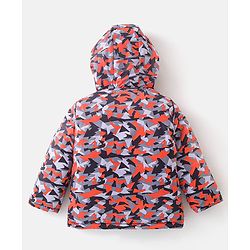 Babyhug Woven Full Sleeves Reversible Hooded Jacket With Solid Colour - Red Blue & White