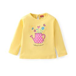 Babyhug 100% Cotton Full Sleeves Tee Flowers Print - Yellow