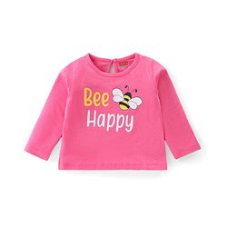 Babyhug 100% Cotton Full Sleeves Bee Graphics Printed T-Shirt - Pink