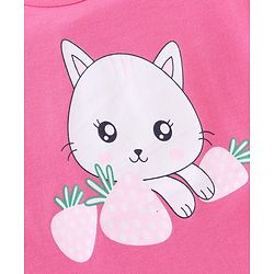 Babyhug 100% Cotton Full Sleeves Tee Cat Print - Pink