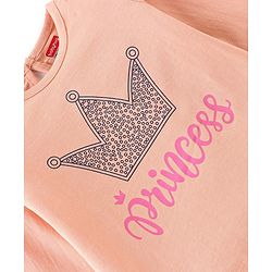 Babyhug 100% Cotton Full Sleeves Tee with Text Graphics Print - Peach