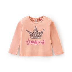 Babyhug 100% Cotton Full Sleeves Tee with Text Graphics Print - Peach
