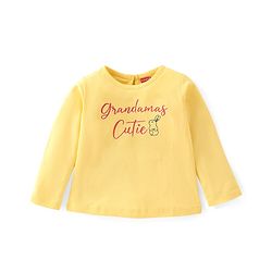 Babyhug 100% Cotton Full Sleeves Tee Text Print - Yellow