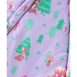 Babyhug Full Sleeves Winter Wear Hooded Romper Animal Print - Purple