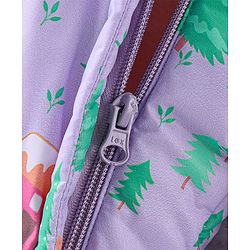 Babyhug Full Sleeves Winter Wear Hooded Romper Animal Print - Purple