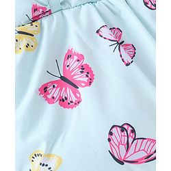 Babyhug Full Sleeves Butterfly Printed Padded Hooded Jacket - Blue