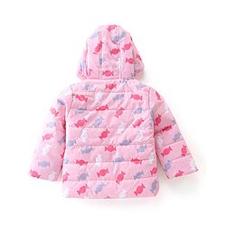 Babyhug Full Sleeves Candy Printed Padded Hooded Jacket - Pink