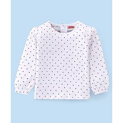 Babyhug Cotton Knit Snow Flakes Printed Dungaree with Full Sleeves Inner Tee - Red & White