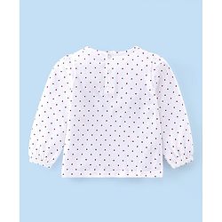 Babyhug Cotton Knit Snow Flakes Printed Dungaree with Full Sleeves Inner Tee - Red & White