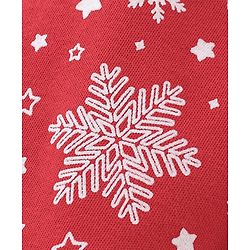 Babyhug Cotton Knit Snow Flakes Printed Dungaree with Full Sleeves Inner Tee - Red & White