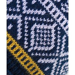 Babyhug Pom Pom Woollen Cap Intarsia Design - Blue