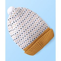 Babyhug Cap White & Brown - Diameter 12 cm