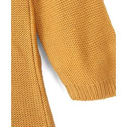 Babyhug Full Sleeves Cable Knit Woolen Dress - Mustard