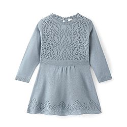 Babyhug Full Sleeves Woollen Dress - Blue