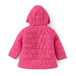 Babyhug Woven Full Sleeves Padded Winter Jacket with Butterfly Design - Pink