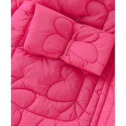 Babyhug Woven Full Sleeves Padded Winter Jacket with Butterfly Design - Pink