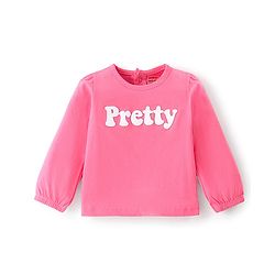 Babyhug 100% Cotton Knit Dungaree & Full Sleeves T-Shirt Text Embroidery & Floral Print - Pink & Blue