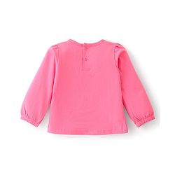 Babyhug 100% Cotton Knit Dungaree & Full Sleeves T-Shirt Text Embroidery & Floral Print - Pink & Blue