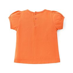 Babyhug Cotton Knit Dungaree & Half Sleeves T-Shirt Set Floral & Checks  - Orange