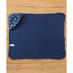 Babyhug Interlock Cotton Hooded Wrapper Space Print L 76.2 X B 76.2 cm - Navy