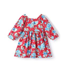 Babyhug Cotton Knit Half Sleeves Frock Floral Print - Red