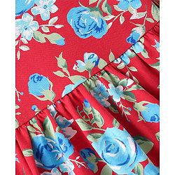 Babyhug Cotton Knit Half Sleeves Frock Floral Print - Red