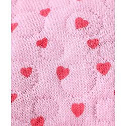 Babyhug Cotton Knit Full Sleeves Heart Printed Hoodie & Lounge Pant Set - Pink
