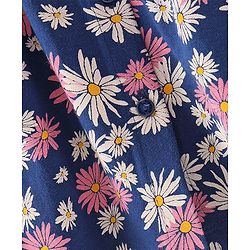 Babyhug Cotton Knit Full Sleeves Frock Floral Printed with Bloomer - Blue & Pink