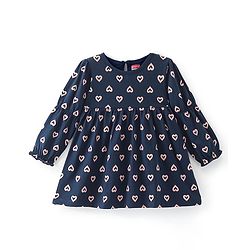 Babyhug Cotton Knit Full Sleeves Frock with Bloomer Heart Printed - Navy Blue