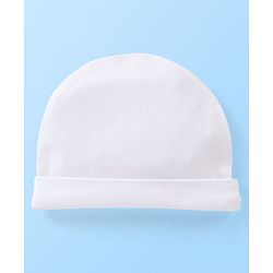 Babyhug 100% Cotton Knit Cap White - Diameter 10.5 cm