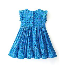 Babyhug 100% Cambric Short Sleeve Printed Ethnic Dress-Blue