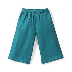 Babyhug Half Sleeves Embroidered Poncho Top with Pant Set - Teal Blue