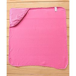 Babyhug Interlock Cotton Hooded Wrapper Polka Dots Print L 76.2 X B 76.2 cm - Pink