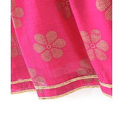 Babyhug Woven Sleeveless Brocade  Kurti Palazzo and Dupatta Set -Fuschia