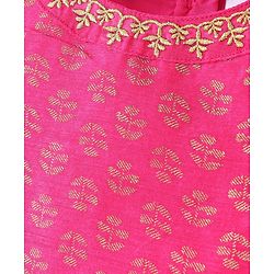 Babyhug Woven Sleeveless Brocade  Kurti Palazzo and Dupatta Set -Fuschia