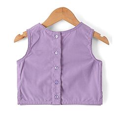 Babyhug Cotton Knit Sleeveless Embroidered Choli With Embroidered Net Lehenga And Dupatta Set - Lavender